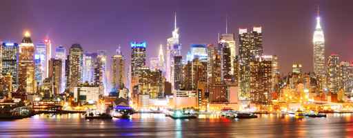 Manhattan skyline at night.